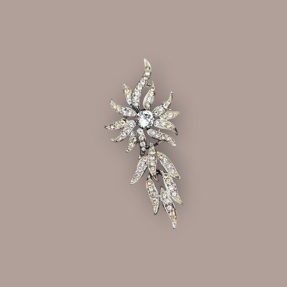 Sarah Coventry Vintage Rhinestone Spray Brooch Silver Starburst Cascade Pin - Picture 4 of 8
